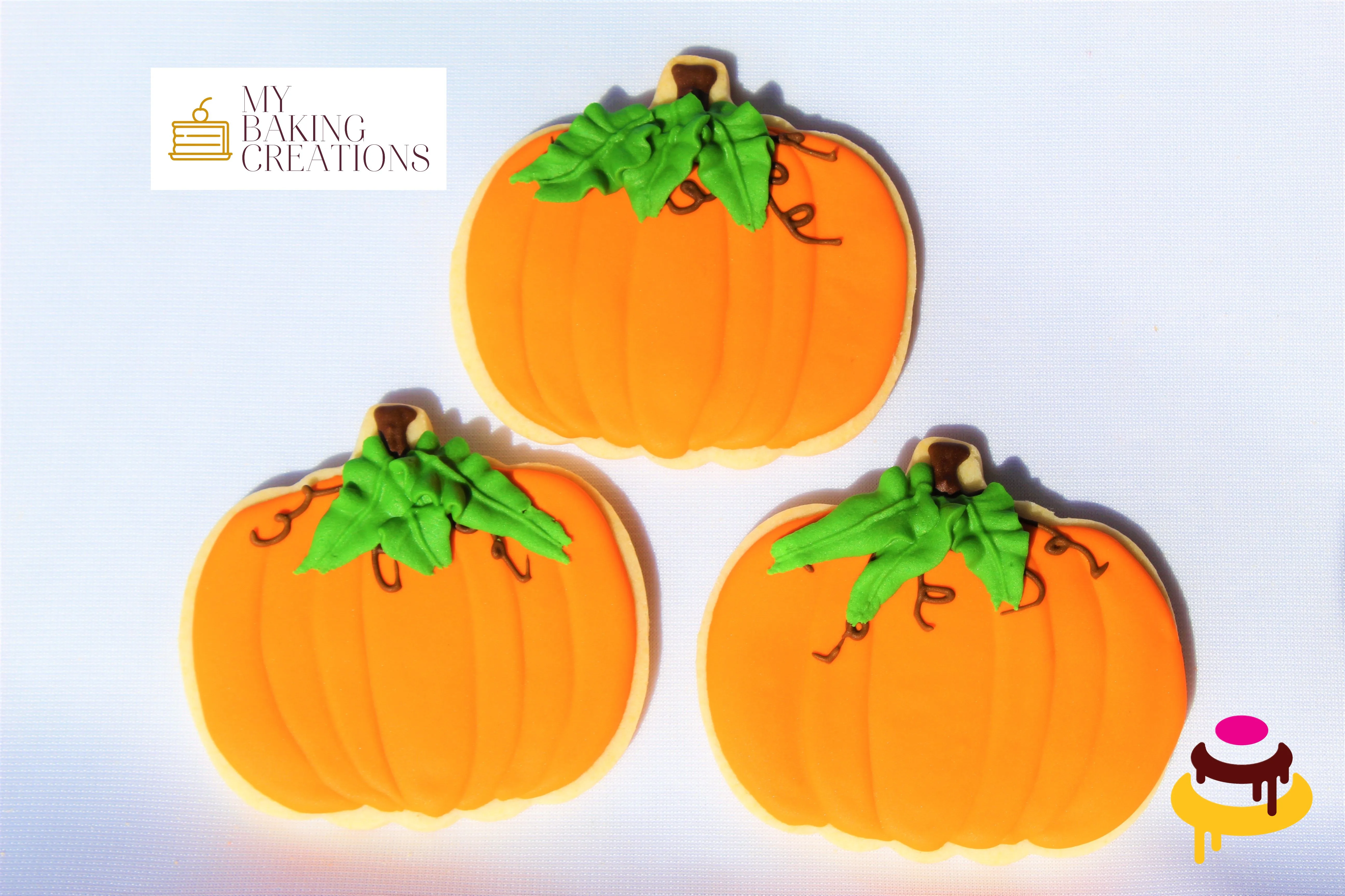 Custom hand-piped pumpkin cookies Bay Area bakery